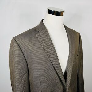 LRL Ralph Lauren 48L Sport Coat w Elbow Patches Gold Houndstooth Two Button